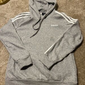 Adidas Women's Gray Hoodie with White Stripes